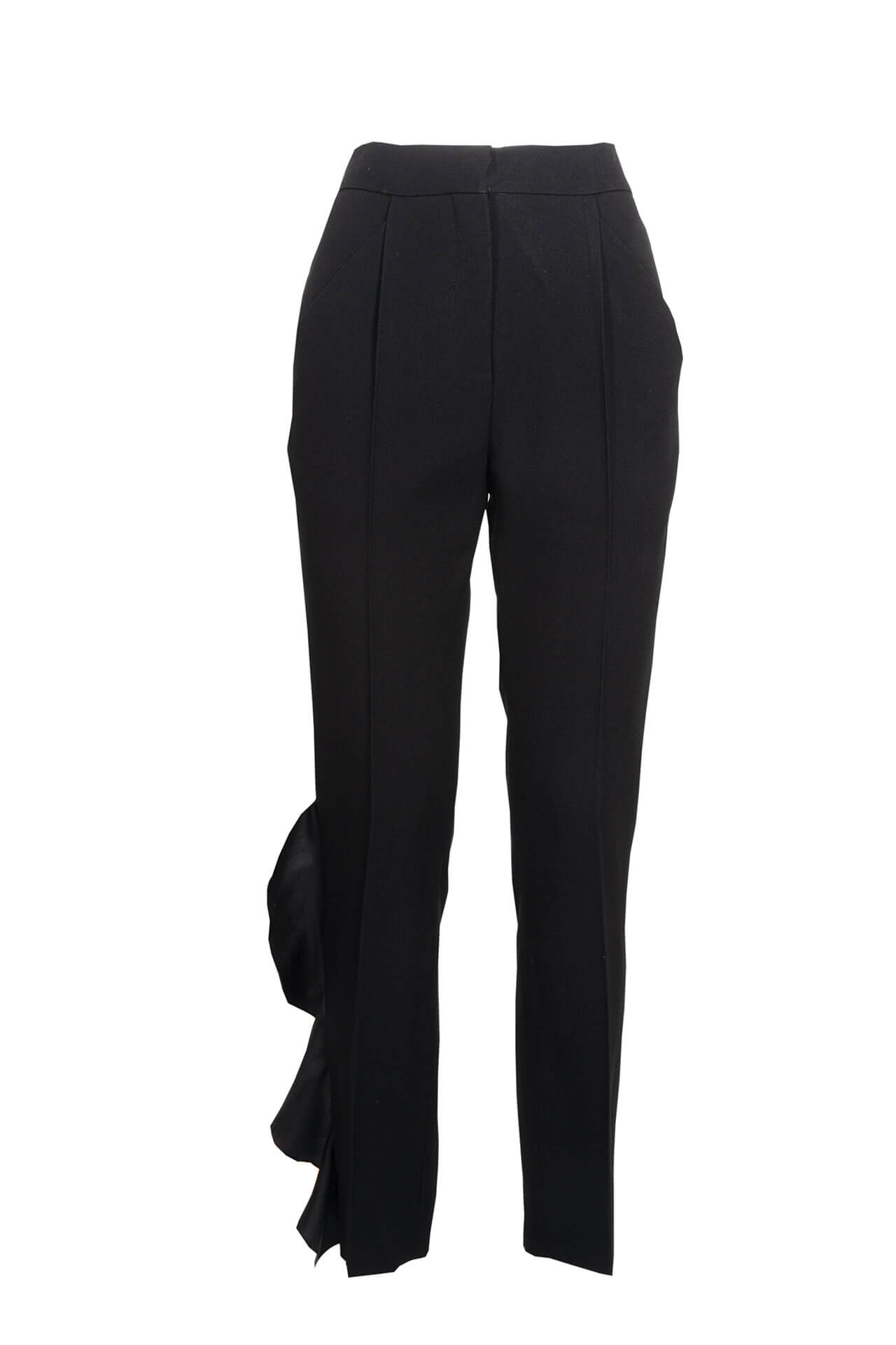 Pantalone con pences e rouche in raso di seta - immagine 3