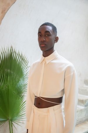 Camicia crop top in cotone