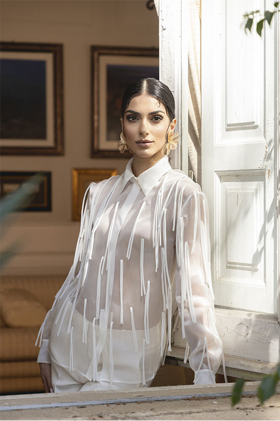 Camicia trasparente donna in organza di seta