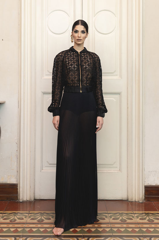 Giubbotto bomber in pizzo macramè