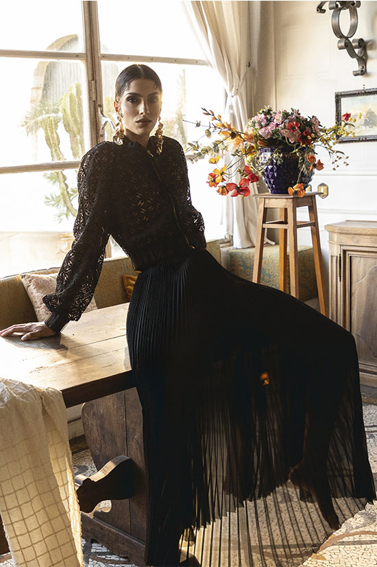 Gonna a ruota con lampo laterale