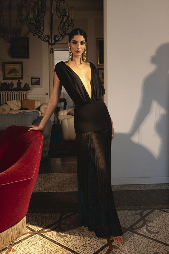 Gonna con baschina in tessuto a contrasto