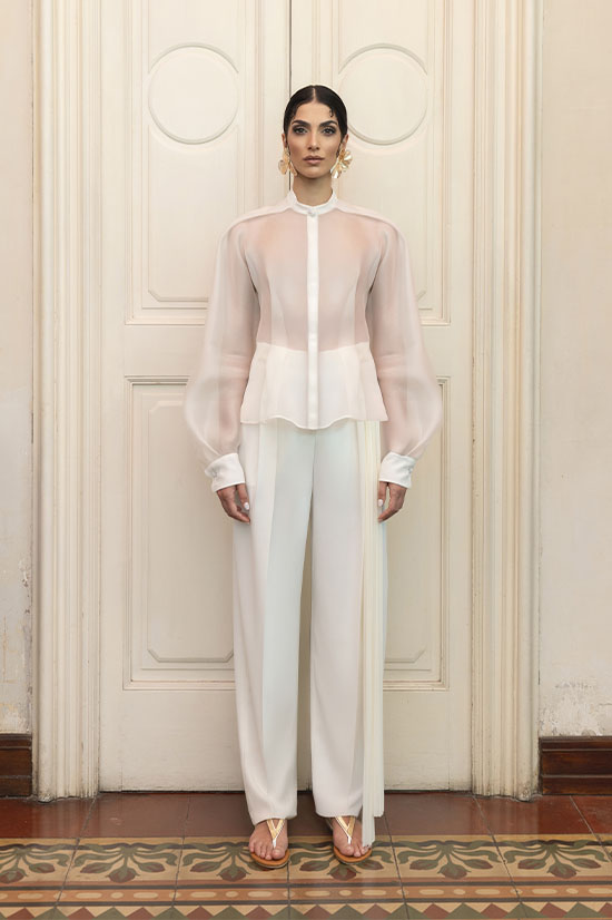 Pantalone morbido donna in cady con cintura plissettata