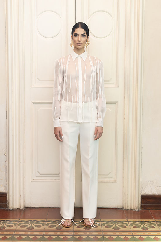 Pantaloni classici donna in lana e seta