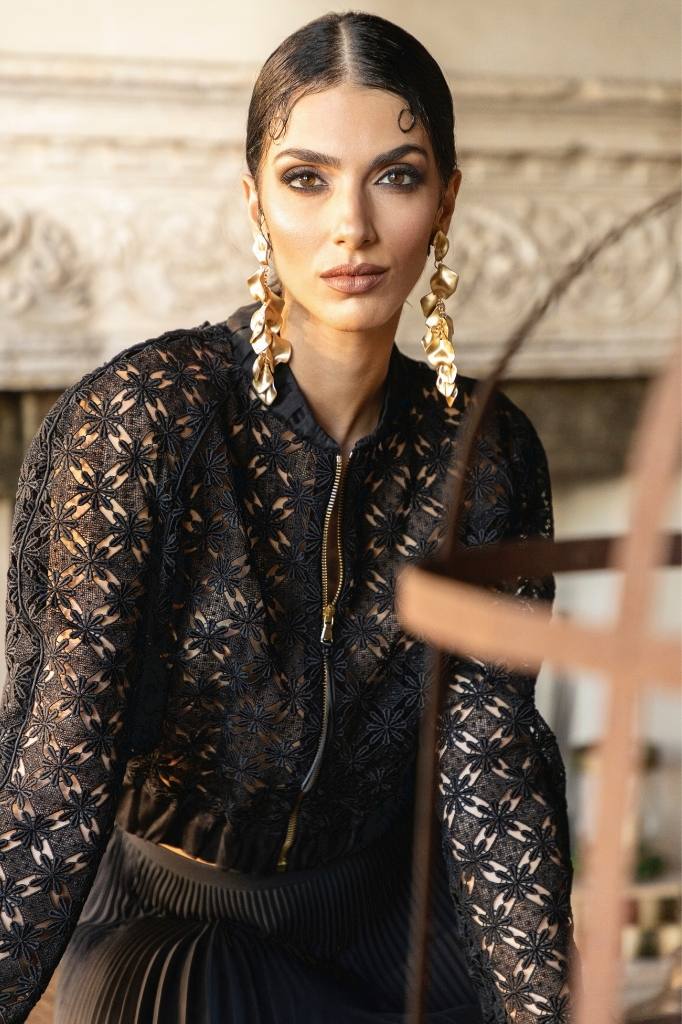 giubbotto bomber in pizzo