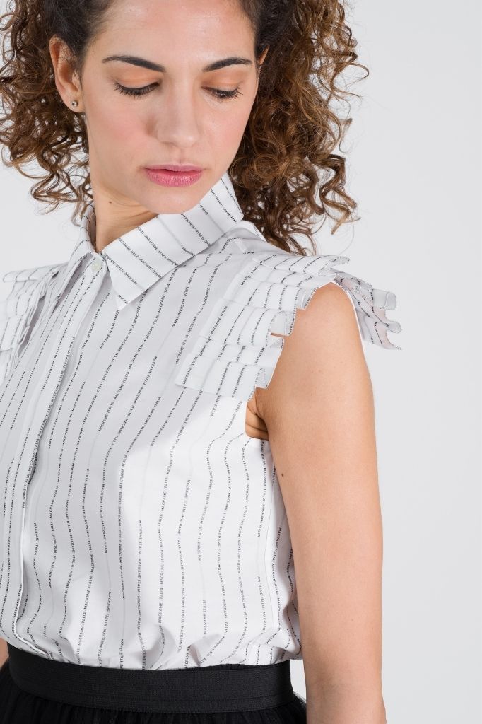 Camicia giro manica cotone logato