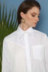 Camicia crop top in cotone