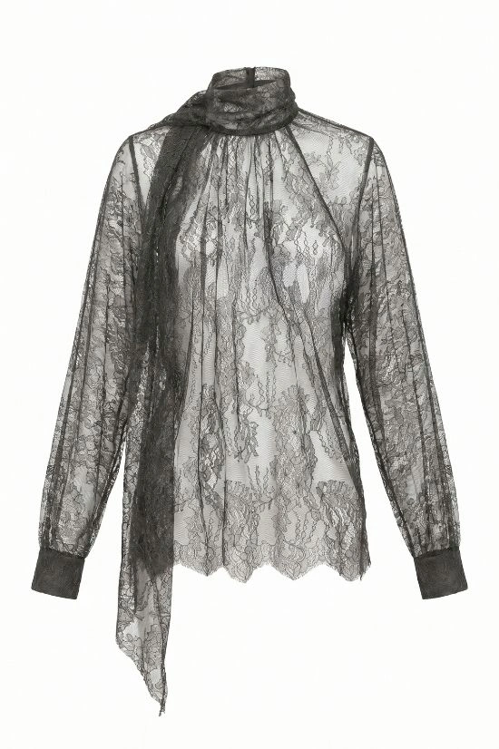 CAMICIA CON MANICA RAGLAN E SCIARPA LATERALE - immagine 2