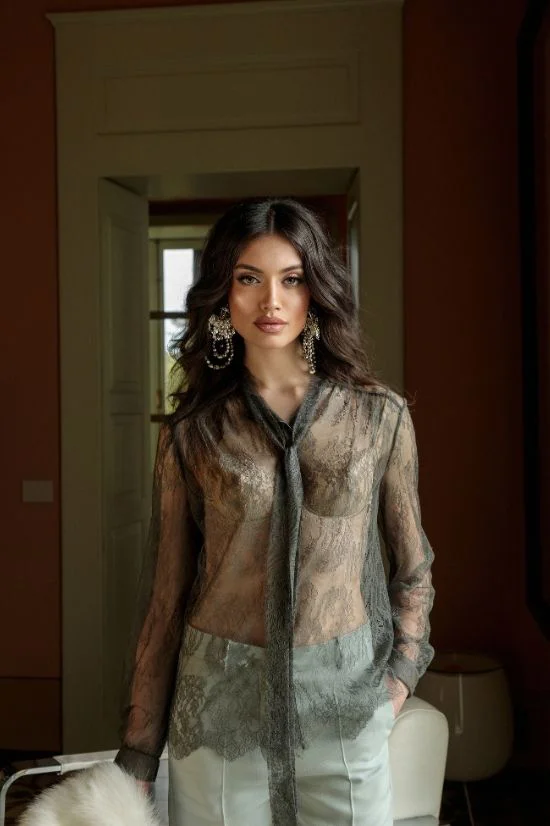 SH04FW26-27 Camicia Manica Giro in pizzo