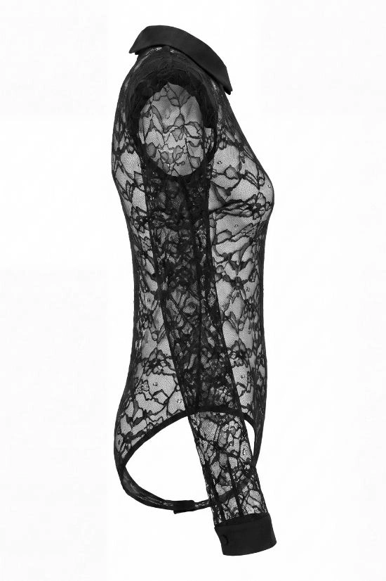 BODY DONNA IN PIZZO STRETCH CON DETTAGLI IN RASO - immagine 3