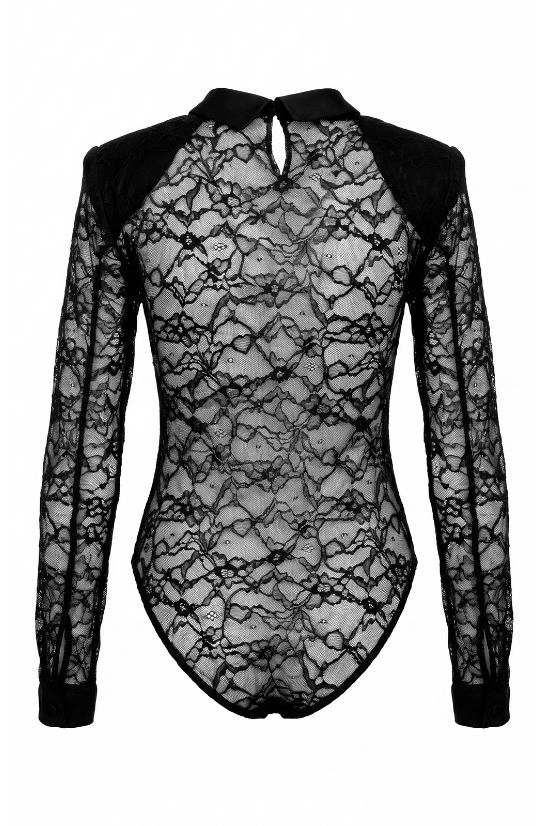BODY DONNA IN PIZZO STRETCH CON DETTAGLI IN RASO - immagine 2